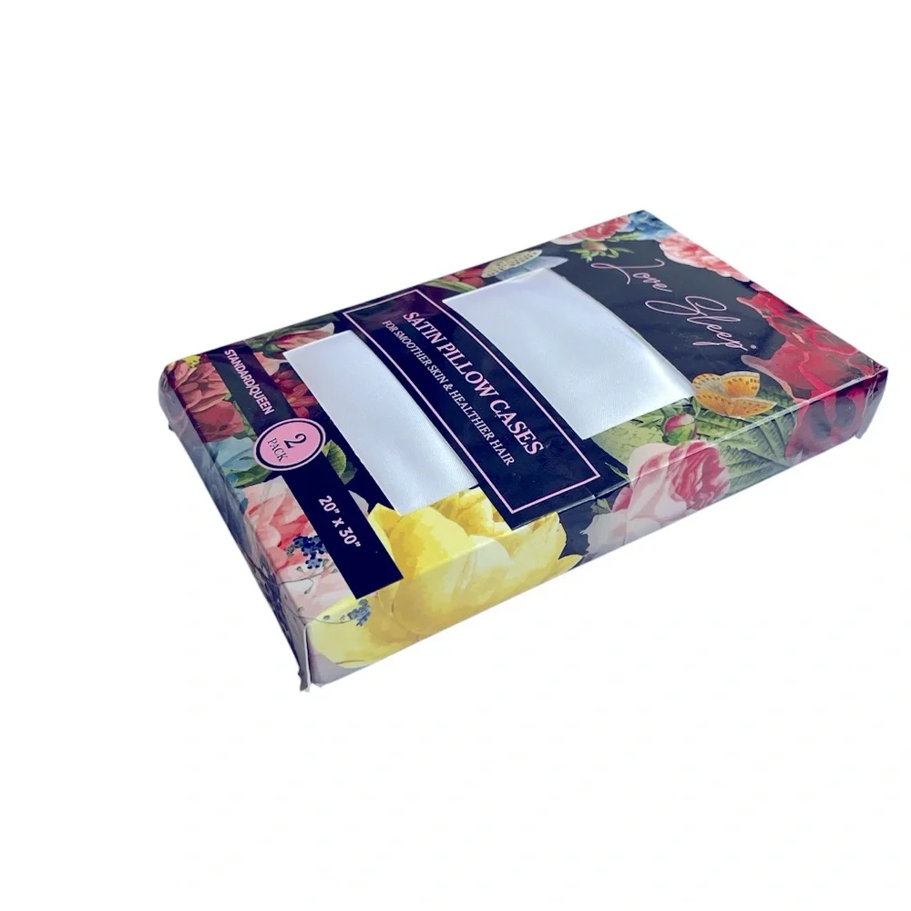 NWT Love Sleep White Satin Pillowcases 2 Pack Standard Queen 20x30